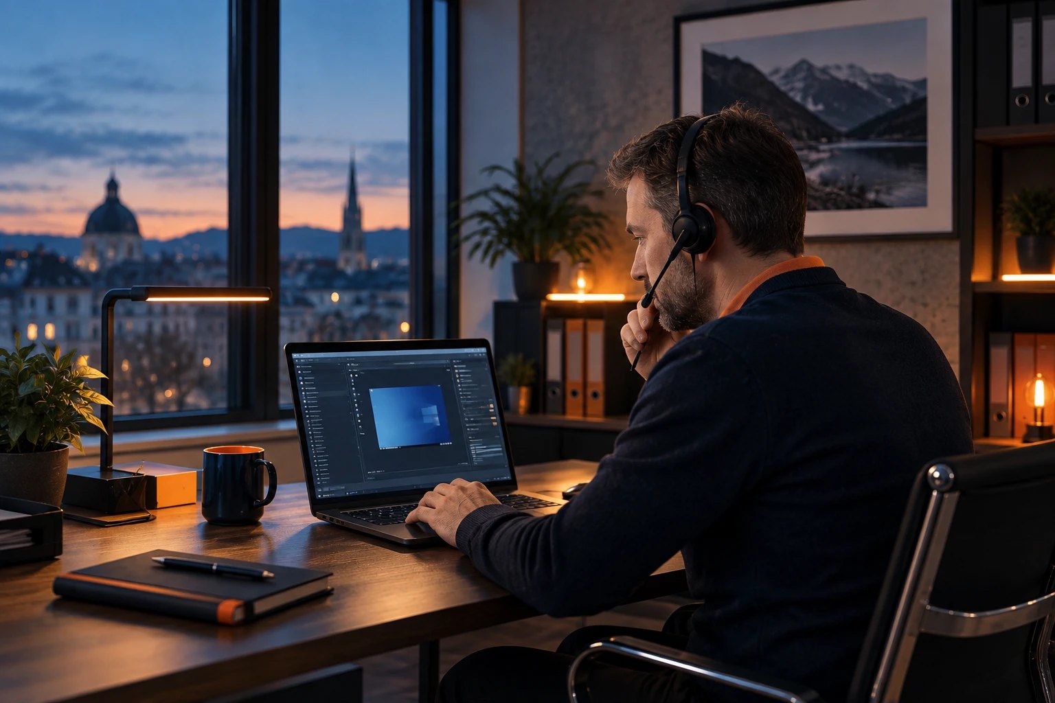 IT-Support-Mitarbeiter am Laptop im Homeoffice